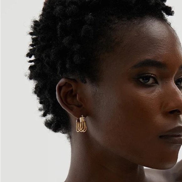 ◾️18K Gold Plated Stylish Unique Cubic Statement Earrings - Picture 6 of 15